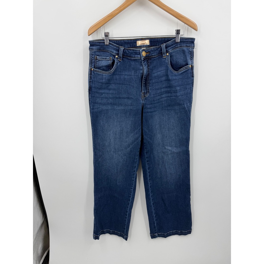 KUT from the Kloth Pattie Straight Leg Jeans Womens 14 Blue High Rise KF2201MA4